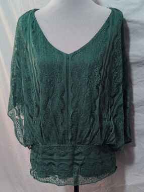 Elle Teal Green Knit Top with Red Label